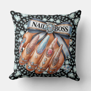 Manicure NAIL BOSS - See Back . Throw Pillow