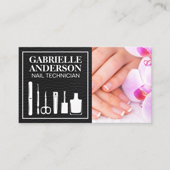 Manicure Nails Painted | Nail Salon Flowers Business Card (Front)