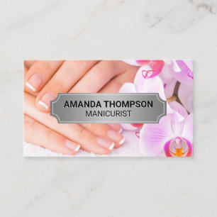 Manicure Nails   Pink Orchid Flowers Appointment Card