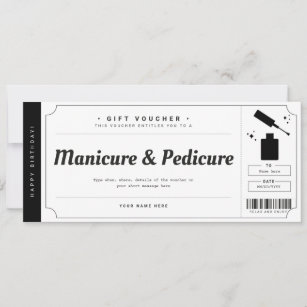 Manicure Pedicure Gift Voucher Certificate Invitation