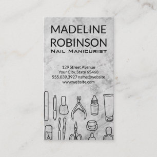 Manicure Tools   Marble Background Appointment Card