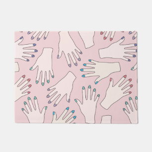 Manicured Hands Nail Studio Pink Pastel Pattern Doormat
