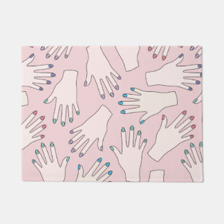 Manicured Hands Nail Studio Pink Pastel Pattern Doormat