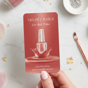 Manicurist Artist Nail Lovely Red Blush Pink Chic Business Card