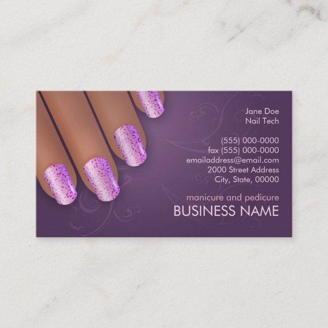Manicurist Biz & Appointment Card in Dark Skin (Front)