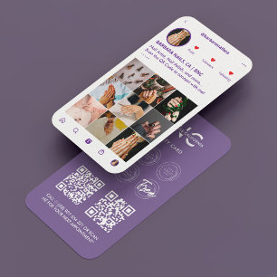 Manicurist Nail Artist Tech  IG Dusty Purple Business Card