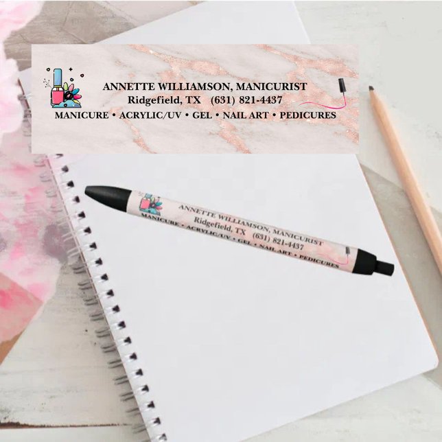 Manicurist Nail Technician Blush Rose Marble     Black Ink Pen (Creator Uploaded)