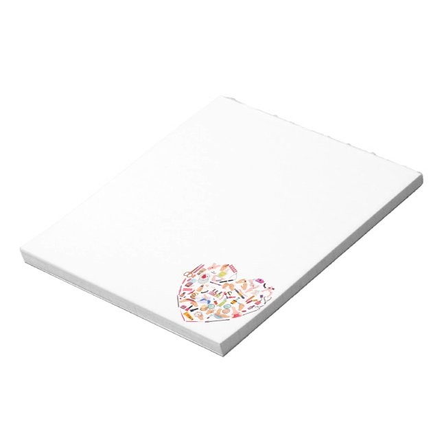 Manicurist Nail Technician Tool Heart Notepad (Rotated)