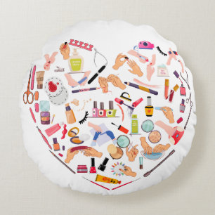 Manicurist Nail Technician Tool Heart Round Pillow
