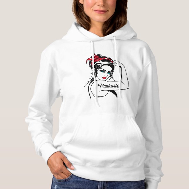 Manicurist Rosie The Riveter Pin Up Hoodie (Front)