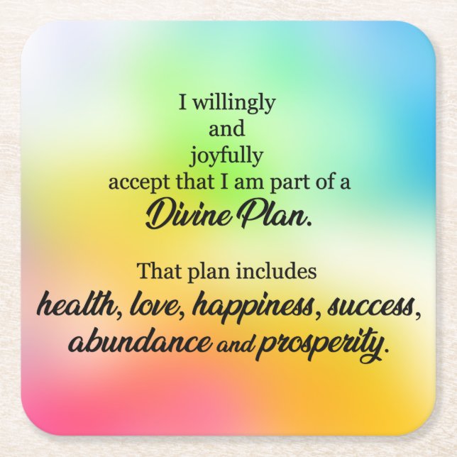 Manifest Abundance and Prosperity  Square Paper Coaster (Front)