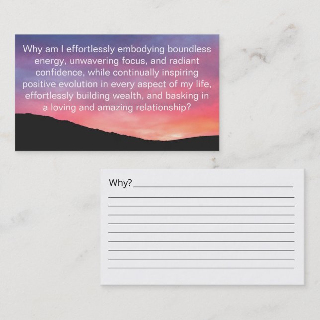 Manifest Abundance By Asking Why Business Card (Front/Back)