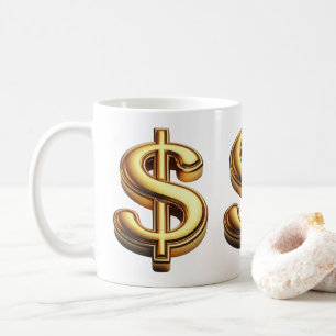 Manifest Wealth Gold Dollar Sign Coffee Mug