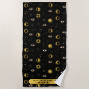 Manifestation Celestial Sun & Moon Zodiac Eye Beach Towel