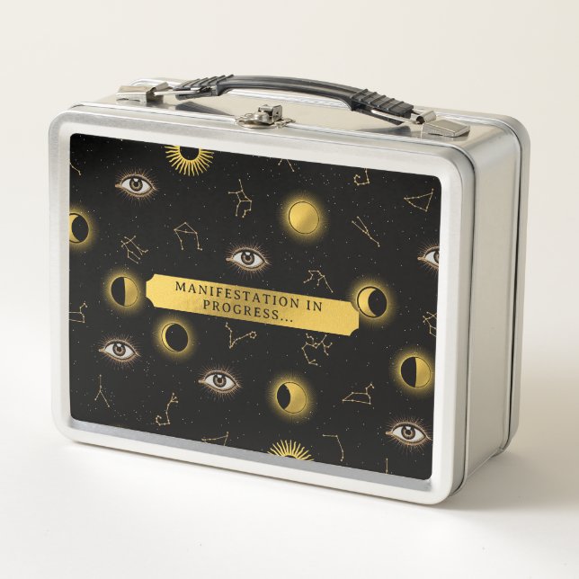 Manifestation Celestial Sun & Moon Zodiac Eye Metal Lunch Box (Front)