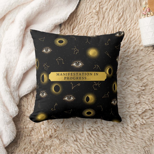 Manifestation Celestial Sun & Moon Zodiac Eye Throw Pillow (Blanket)
