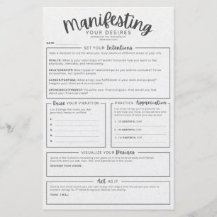 Manifestation Worksheet - Intentions Visualization