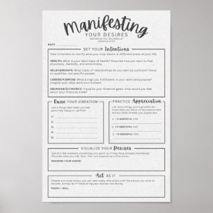 Manifestation Worksheet - Intentions Visualization Poster