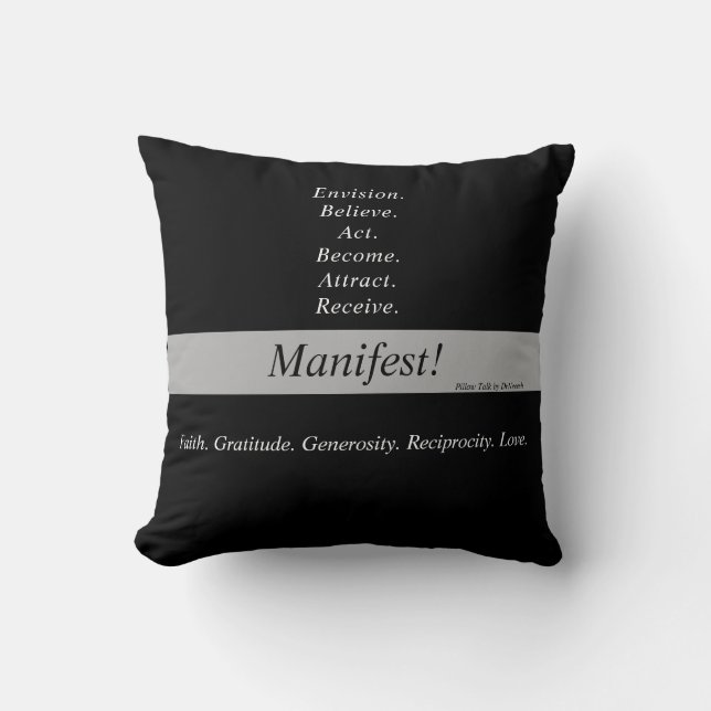 Manifeste ! Oreiller à deux côtés 16x16 -Noir v5 (Recto)