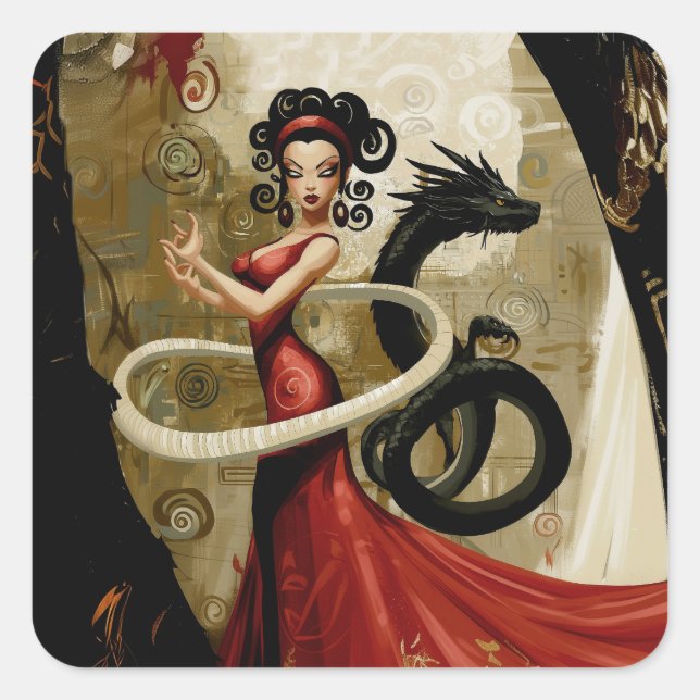 Manifesting Intention Occult Dark Witchy AI Art Square Sticker (Front)