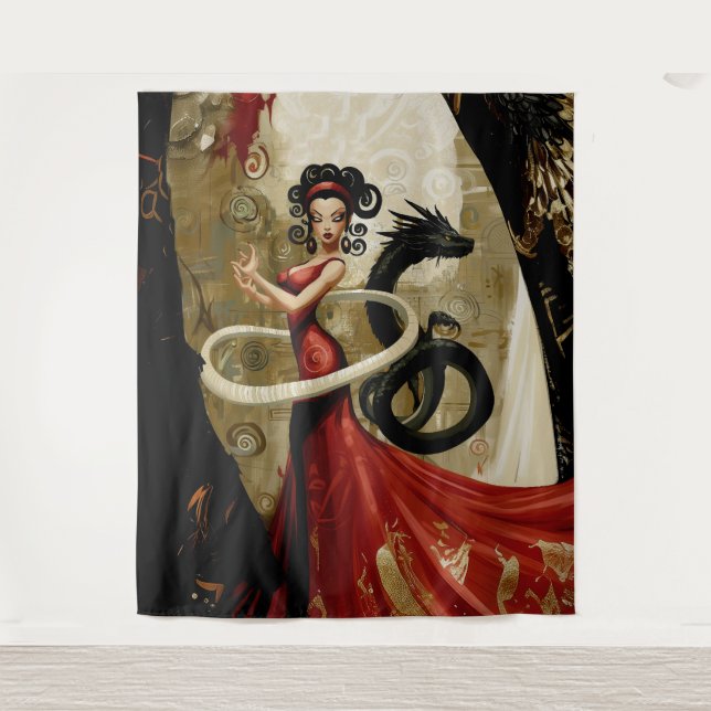 Manifesting Intention Occult Dark Witchy AI Art Tapestry (Front)