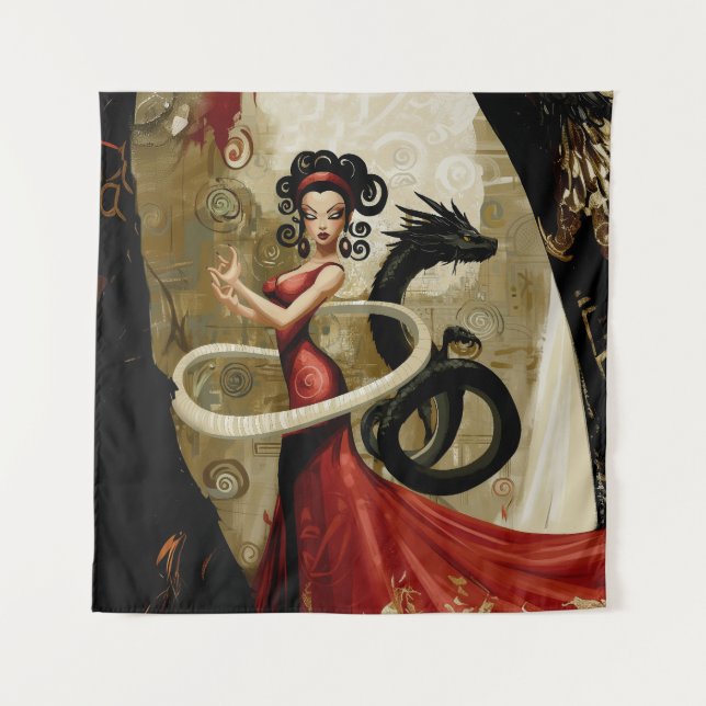 Manifesting Intention Occult Dark Witchy AI Art Tapestry (Front)