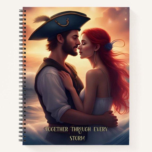 Manifesting Love – Romantic Pirate Couple Notebook (Front)
