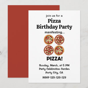 Manifesting Pepperoni Pizza Birthday Party Invitation