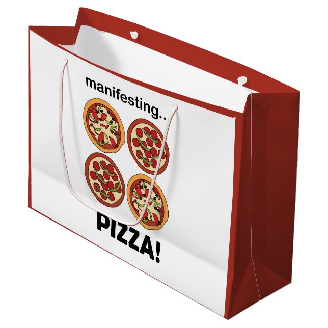 Manifesting Pepperoni Pizza Birthday Party Large Gift Bag (Front Angled)