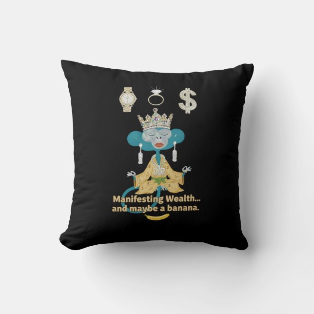 manifesting wealth throw pillow (Front)