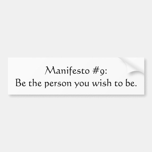 Manifesto #9 bumper sticker (Front)
