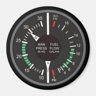 Manifold Pressure and Fuel Flow Airplane Dashboard Magnet