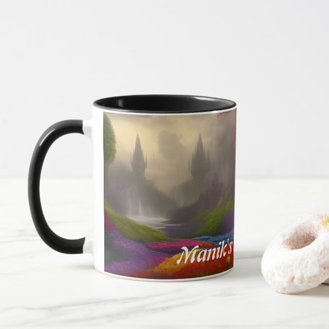 Manik's Morning Tea Personalized Customizable Mug (With Donut)