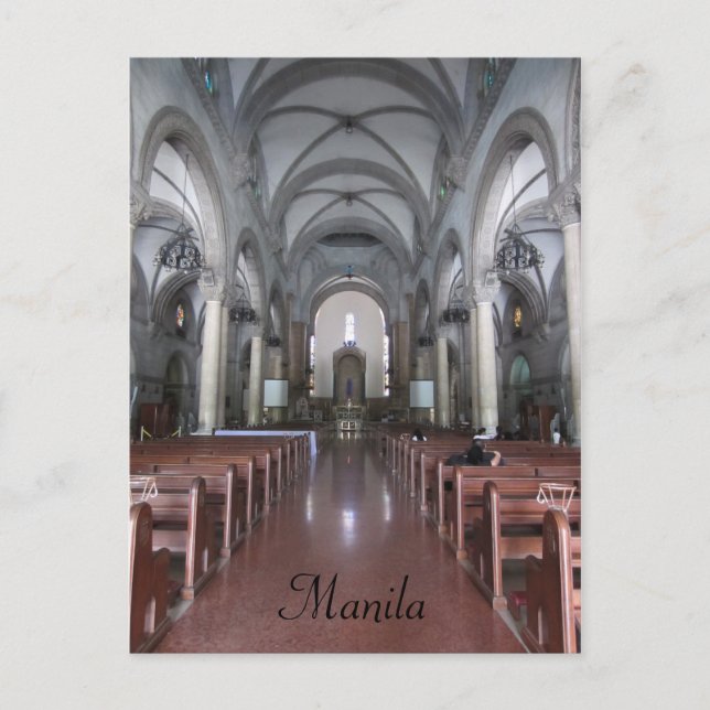 manila cathedral aisle postcard (Front)