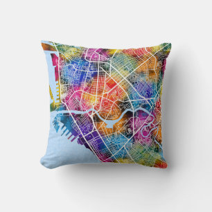 Manila Philippines City Map Throw Pillow