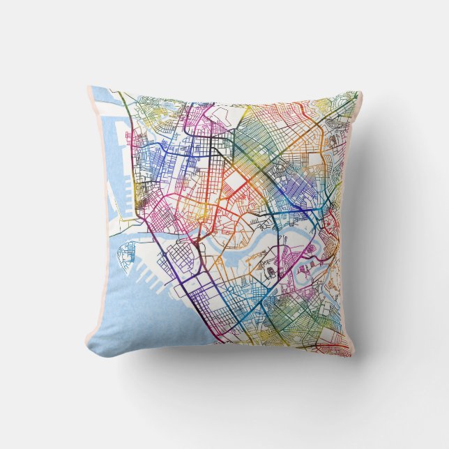 Manila Philippines City Map Throw Pillow (Front)