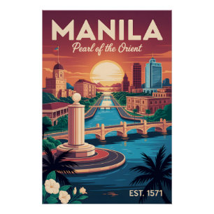 Manila Philippines Retro Travel Poster Art