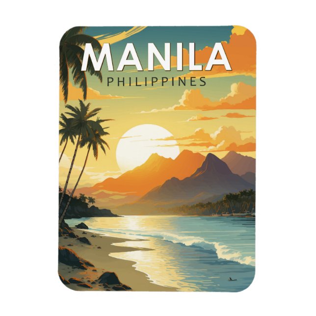 Manila Philippines Travel Art Vintage Magnet (Vertical)