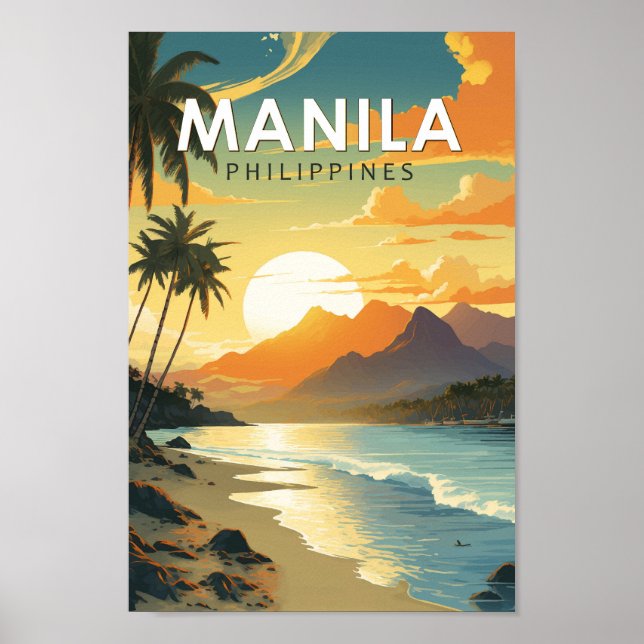 Manila Philippines Travel Art Vintage Poster (Front)