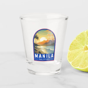 Manila Philippines Travel Art Vintage Shot Glass