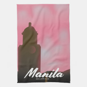 Manila Philippines travel poster. Kitchen Towel