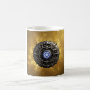 Manipulated Julia Fractal On Gold Background Coffee Mug