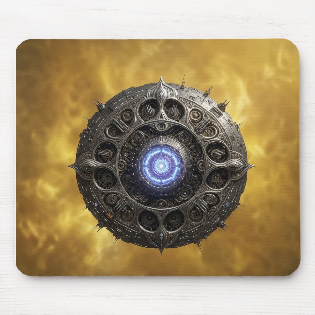 Manipulated Julia Fractal On Gold Background Mouse Pad (Front)