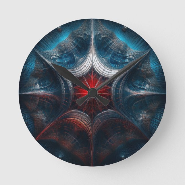 Manipulated Mandelbrot with Starburst Center  Round Clock (Front)