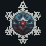 Manipulated Mandelbrot with Starburst Centre  Snowflake Pewter Christmas Ornament<br><div class="desc">Manipulated Mandelbrot with Starburst Centre Christmas Ornament</div>