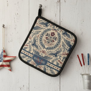 Manique Americana Eagles Fleurs Étoiles et Rayures  ID1298