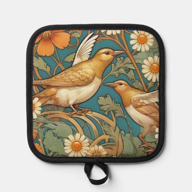 Manique Art Nouveau Birds and Flowers Pot Holder (Recto)