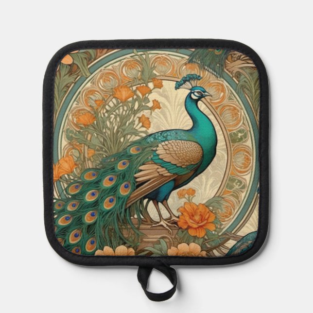 Manique Art Nouveau Peacock Pot Holder (Recto)
