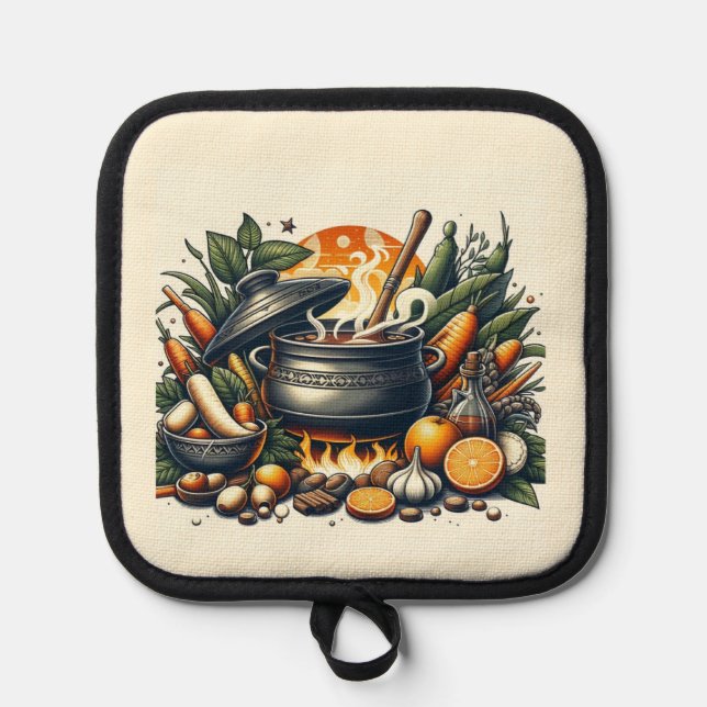 Manique Barres d'Argent Cilé Protection Chaleur Four Mitt (Recto)