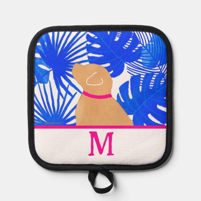 Manique Blue Tropical Island Pot Pot de Chien Jaune sur me (Recto)